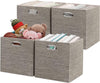 Posprica 3X Thicker Fabric Storage Cubes 13 inch Collapsible Storage Bins for Organization, Cubby Storage Baskets for Organizing Shelf Cabinet Bookcase Boxes, Set of 4, Coffee