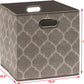 SIMPLE HOUSEWARE 11-Inch Collapsible Fabric Cube Storage Bin with Handles, Printed Design, 6 Pack, Beige