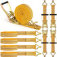 4Pack Heavy Duty Ratchet Straps, 2” 32Ft Ratchet Tie Down Strap, Tie Down Ratcheting with Double J Hook, 4000 LB Break Strength Cargo Straps Ratcheting for Moving Cargo, Lawn Equipment and Motorcycles