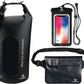 Freegrace Waterproof Dry Bags Set Of 3 Dry Bag With 2 Zip Lock Seals & Detachable Shoulder Strap, Waist Pouch & Phone Case - Can Be Submerged Into Water - For Swimming (Black(Window), 5L)