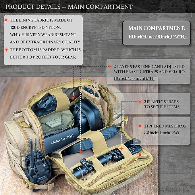 SHANGRI-LA Tactical Range Bag Outdoor Sling Backpack Hiking Fanny Waist Pack