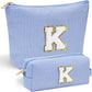 YOOLIFE Initial Makeup Bag |Teen Girl Gifts Trendy Stuff for Girls | Travel Makeup Bag for Girls Gifts | Gifts for 3 4 5 6 7 8 9 10 11 12 13 Year Old Girls | Christmas Gifts for Girls Teen Girl Blue K - Roamly