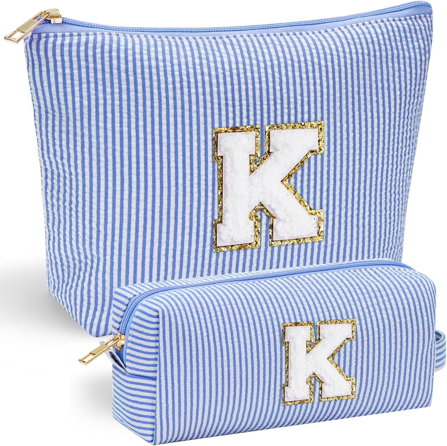 YOOLIFE Initial Makeup Bag |Teen Girl Gifts Trendy Stuff for Girls | Travel Makeup Bag for Girls Gifts | Gifts for 3 4 5 6 7 8 9 10 11 12 13 Year Old Girls | Christmas Gifts for Girls Teen Girl Blue K - Roamly
