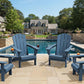 SERWALL Folding Adirondack Chair, Dual Cup Holders & All-Weather HDPE, Wood-Like Patio Chair for Backyard, Camping，Pool & Fire Pit- Navy