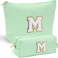 YOOLIFE Initial Makeup Bag for Women Girls - Skin Care for Teens 10-12 | Make Up Bag | Gifts for Women | Graduation Gifts | Mothers Day Gifts | Tween Girls Trendy Stuff Daughter Friend Gifts M, Green - Roamly