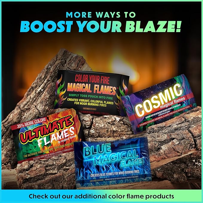 Magical Flames Fire Color Packets (Ultimate 25 Pack), Vibrant Multi-Color Fire for Fire Pits, Campfires, Bonfires & Fireplaces - Camping Essentials & Outdoor Party Accessories