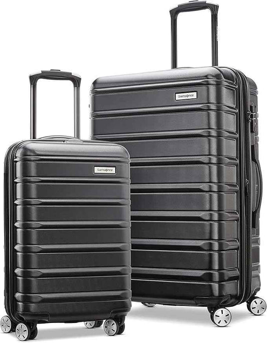 Samsonite Omni 2 Hardside Expandable Luggage with Spinner Wheels, 2-Piece Set (19/24), Midnight Black