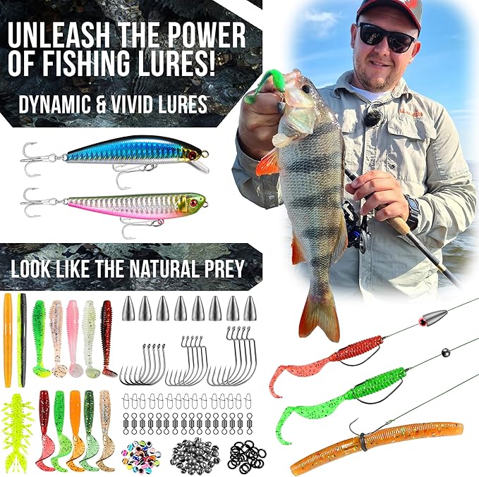PLUSINNO Fishing Backpack with Tackle Boxes, Waterproof Fishing Sling Tackle Bag For Fishing Gear With Rod Holder, Fishing Gifts for Men With Fishing lures, Fishing pliers.