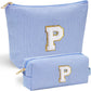 YOOLIFE Preppy Makeup Bag Travel Makeup Bag - Initial Cosmetic Bag Cute Makeup Bag Travel Essentials Small Makeup Bag with Zipper Makeup Bag Organizer Personalized Gifts for Her Preppy Stuff Letter P - Roamly