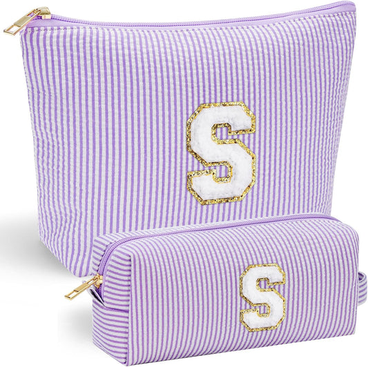 YOOLIFE Mothers Day Gifts Preppy Stuff Tween Girls Gifts Graduation Teacher Gifts Monogram Makeup Pouch Makeup Organizer Bag Beauty Bag Personalized Birthday Gifts for Women Her Preppy Makeup Bag S - Roamly
