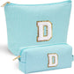 YOOLIFE Travel Makeup Bag for Girls, Initial Makeup Bag | Small Makeup Bag | Teen Girl Gifts for Teenage Girls | Birthday Gifts for Girls | Travel Gifts for Girls | Travel Makeup Bag Organizer - D - Roamly
