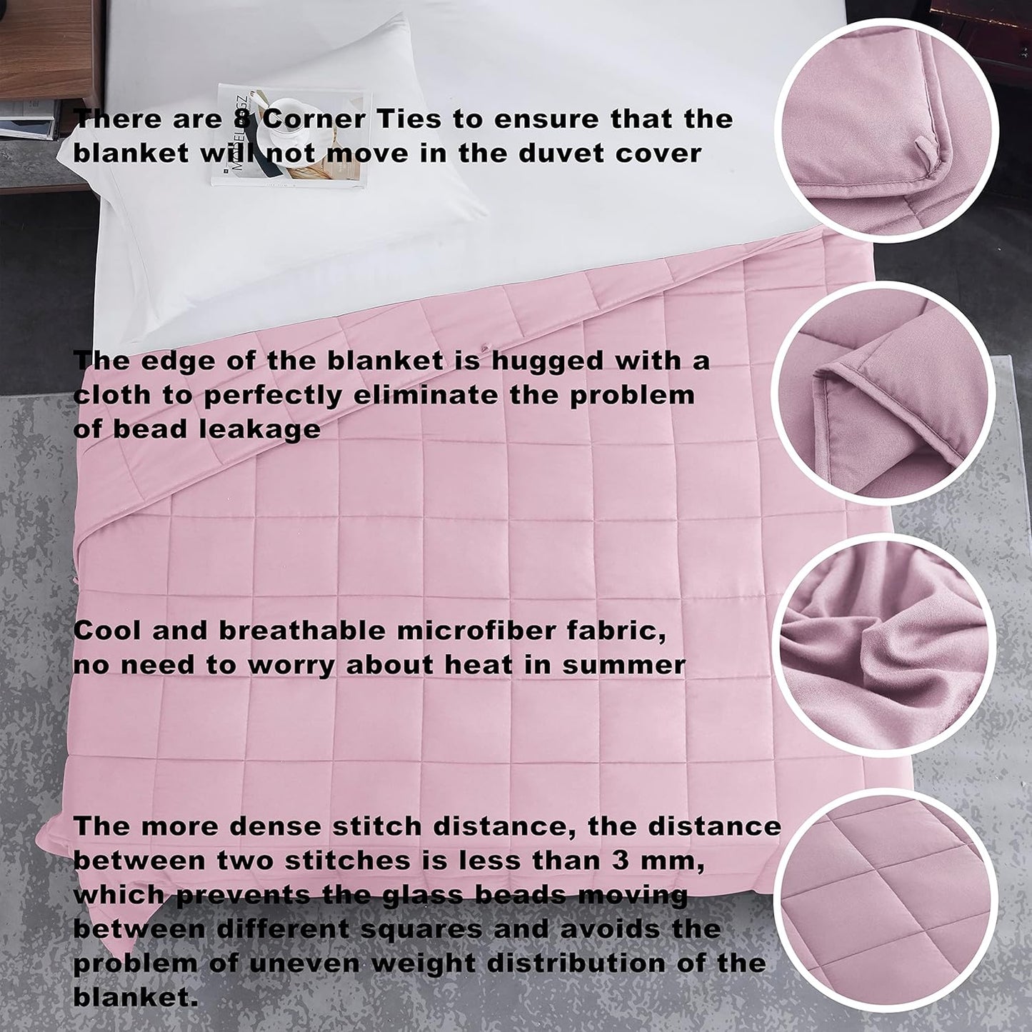 L'AGRATY Weighted Blanket - 60"x80" 25lbs Cooling Breathable Heavy Blanket Microfiber Material with Glass Beads for Adult All-Season Summer Fall Winter Soft Thick Comfort