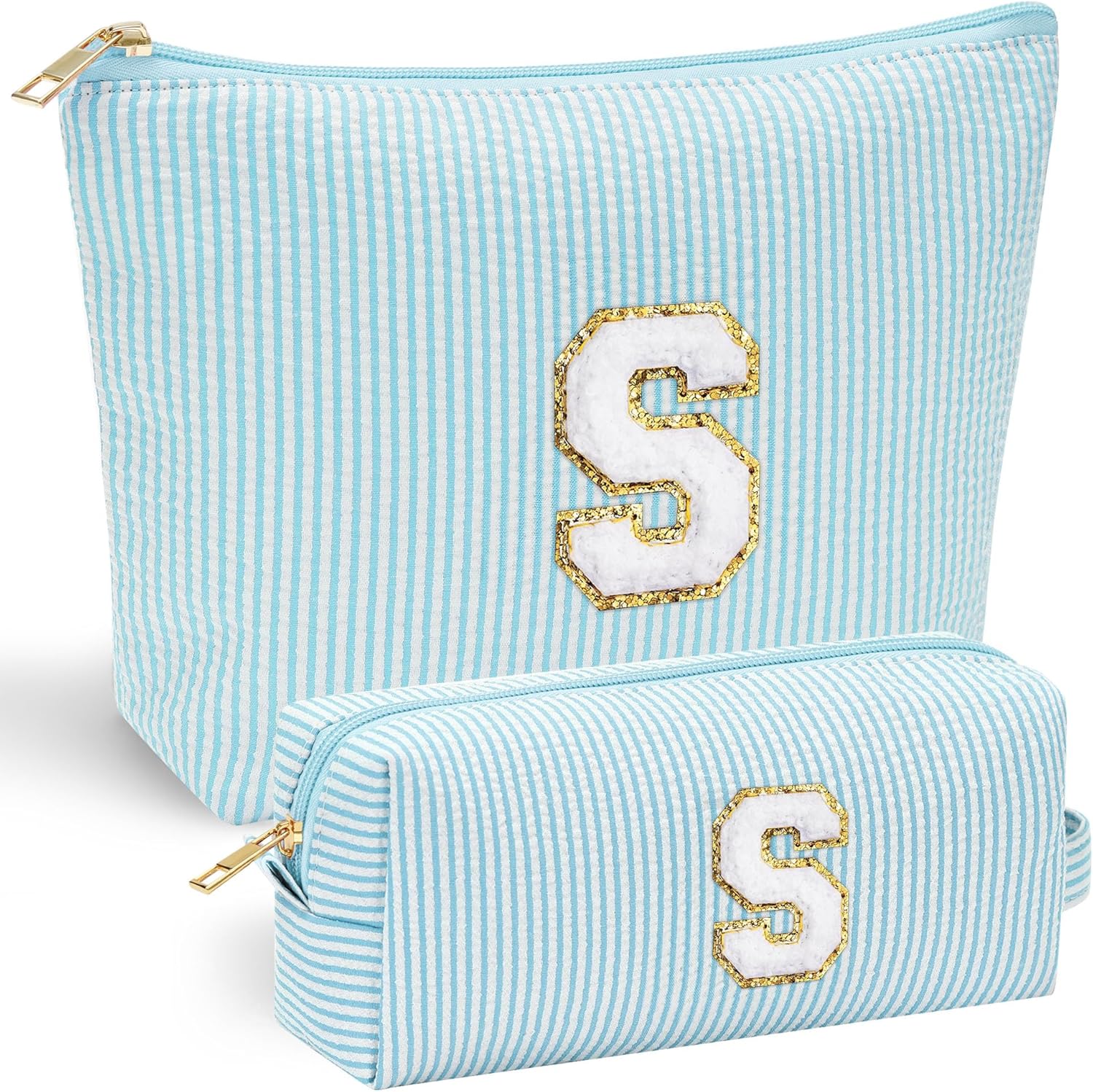 YOOLIFE Cute Makeup Bag for Women & Girls - Cosmetic Bag | Initial Make Up Bag | Personalized Gift for Women / Her | Bridal Shower & Mother's Day Gift - Roamly