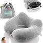 Inflatable Travel Neck Pillow: Extra-Soft, Cushion. for Airplanes, Trains, Cars, Portable Travel Accessory-with Carrying Pouch for Cell Phone and Passport Etc. (Grey 2 Pack)