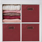 Household Essentials Fabric Storage Cube Bins, 6 Piece Set, Strong Poly-Woven Fabric, Chipboard Sides, Grommet Front Handle, Stackable and Foldable, Classic Design, Burgundy