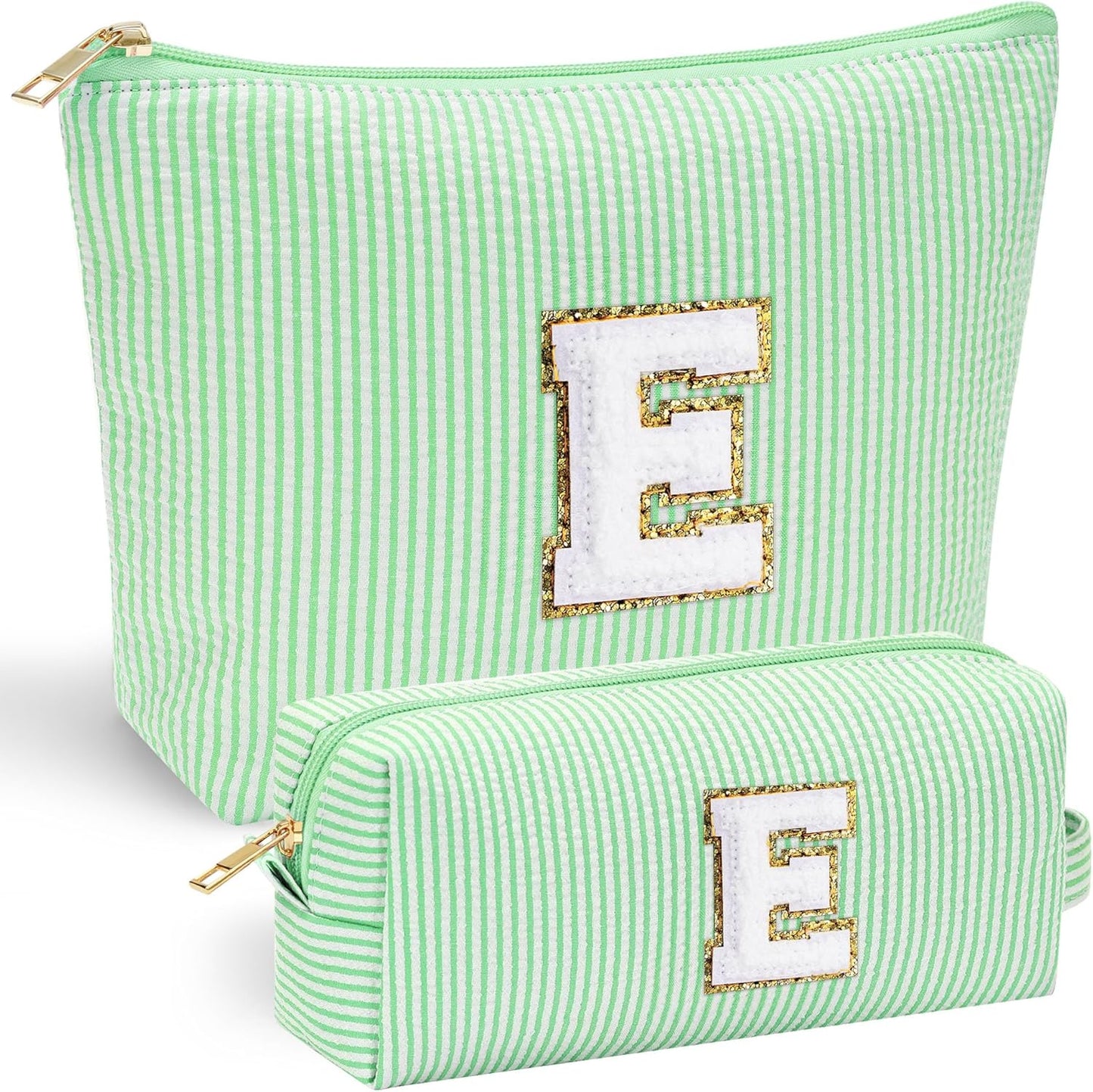 YOOLIFE Initial Makeup Bag for Women - Monogram Cute Makeup Bags Cosmetic Toiletry Pouch Make Up Case for Women Her Best Friend Friendship Sister Teacher, Personalized Birthday Gifts for Women E - Roamly