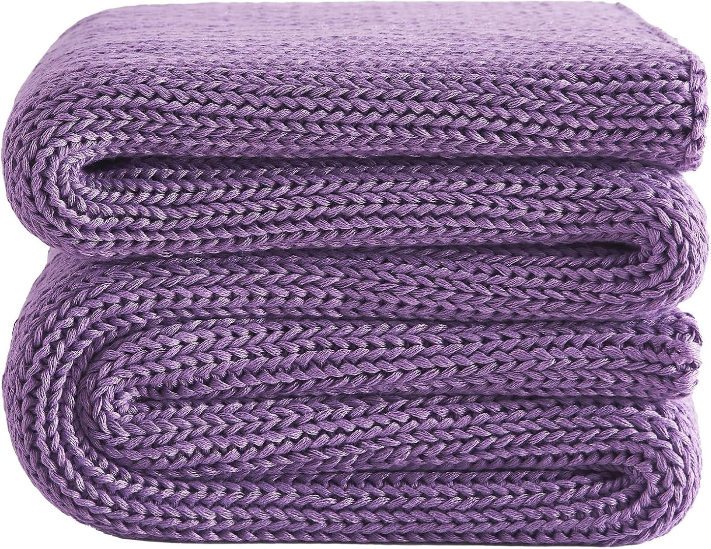 L'AGRATY Knitted Weighted Blanket - 50"x60" 10lbs Cooling Chunky Knit Heavy Blanket for Adults Braided Crochet Throw Thick Cable Yarn Knit Decorative No Beads Evenly Weighted Machine Washable