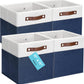 OrganiHaus 11x11 Fabric Cubes Storage Bins Set of 4, Foldable Collapsible Fabric Storage Bins for Organizer, Cubbies Organizer for Kallax, Linen Cube Shelf Baskets, Toy Organizing boxes - Navy Blue