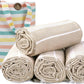 HILLFAIR Cotton Turkish Beach Towels, Quick Dry Lightweight Sand Free Peshtemal Towel for Bath Swim Yoga Spa Travel, Beach Accessories, Oversized Cotton Turkish Towels (39 x 72 inch- 4 Pack Beige)