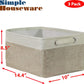 Simple Houseware 14.4" x 10" Fabric Storage Bin with Handles, 3-Pack, Foldable Organizer for Closet and Shelf, Beige