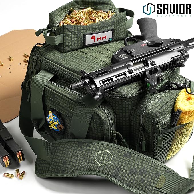 Savior Equipment Specialist Series Tactical Triple Pistol Shooting Range Hunting Duffle Bag Gun Carrying Case, Rigid Compartment Frame, Lockable Zippers