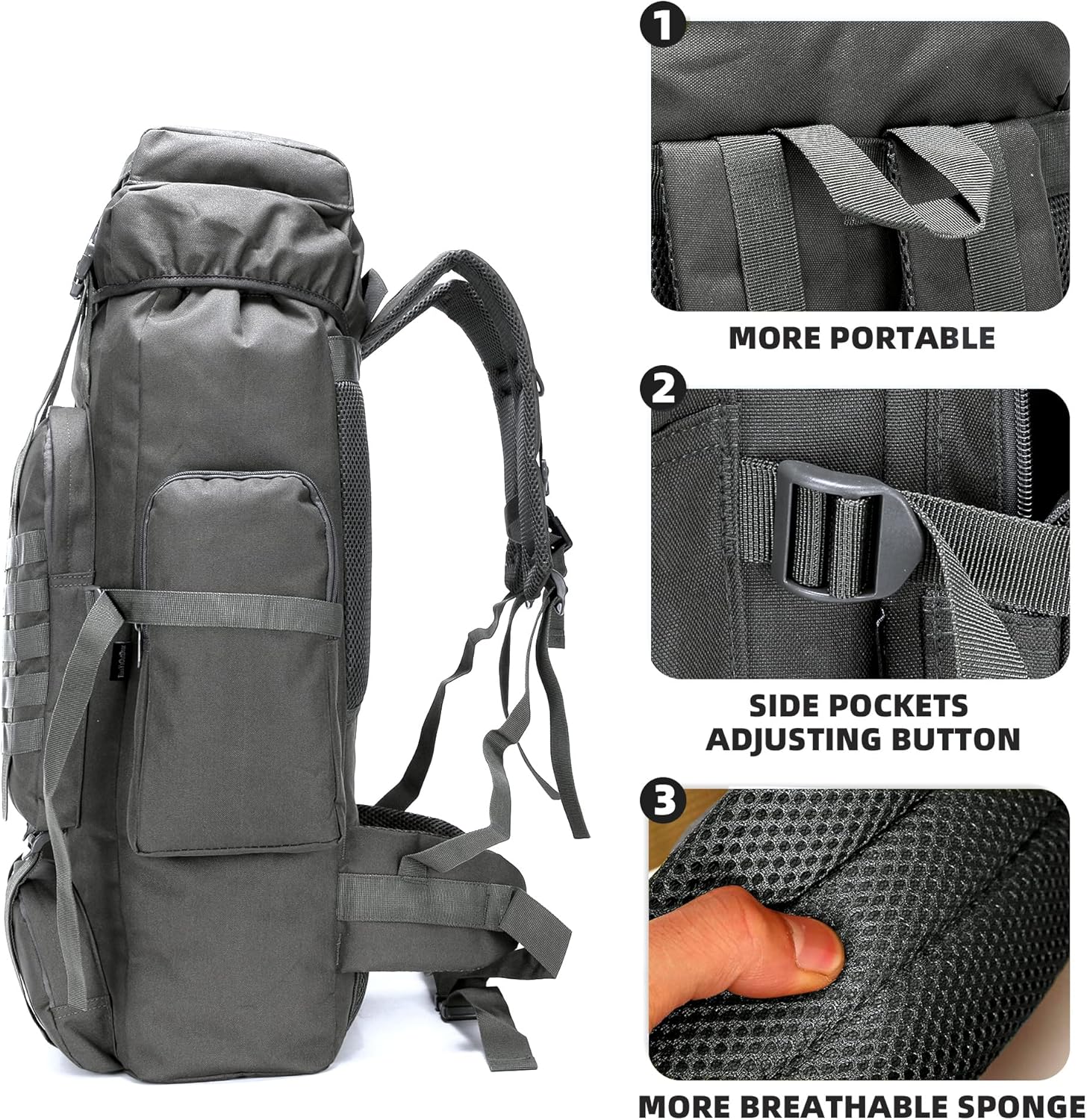 King'sGuard 70L Camping Hiking Backpack Tactical Backpack Military Molle Rucksack Backpack for Outdoor - Roamly