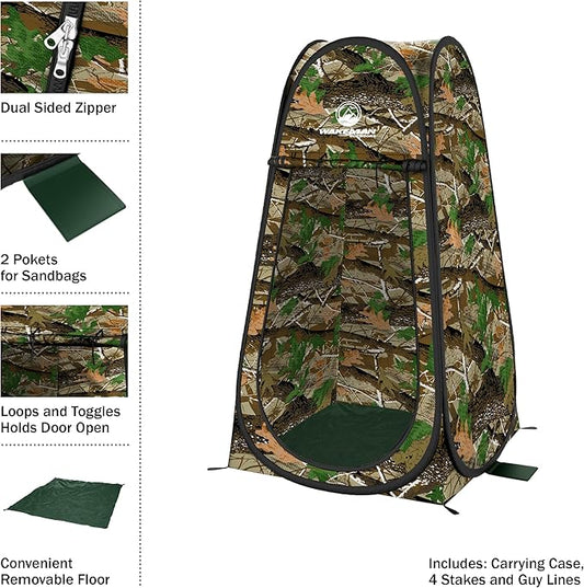Wakeman Pop Up Changing Tent, 3.3 x 3.3 x 6.2ft, Camping Shower Tent for Portable Toilet Stall or Dressing Room with Carry Bag for Camping, Beach, or Tailgate, Polyester