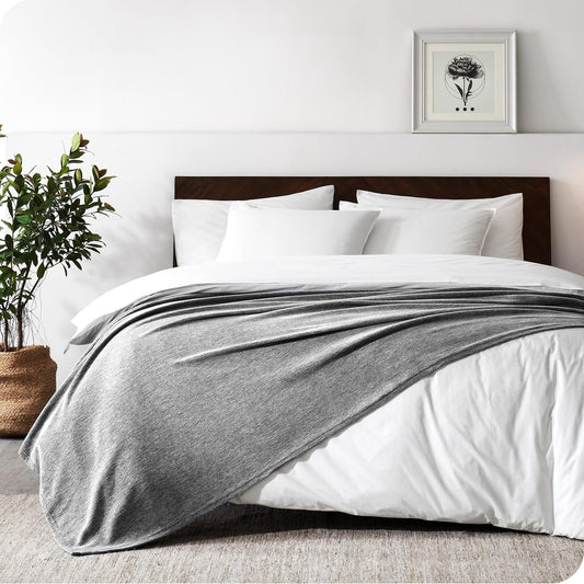 Bare Home Polar Fleece Blanket - King Blanket - Heathered Light Grey - Warm & Cozy - Premium Fleece - Throw for Bed, Camping, and Travel - Lightweight (King, Heathered Light Grey)