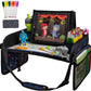 Lusso Gear Kids Travel Desk for Car Seats & Airplane - Car Seat Activity Tray with Dry Erase Top, Tablet Holder, Mesh Pockets & Cup Holder - Lap Desk for Toddlers on Road Trips (Planets)