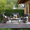 HOOOWOOO Patio Furniture Set,4 Pieces Outdoor Conversation Set,All Weather Wicker Loveseat Sofa Set with High Back Chairs Table,Black