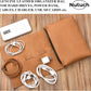 Leather Tech Pouch for Cables Chargers Phone | Tech Bag | Zipper Travel Accessory Pouch | Electronic Organizer Case Travel Bag (Tan)