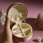 TAIMY Travel Jewelry Box, Mini Round Velvet Travel Jewelry Case for Women Girls, Portable Small Jewelry Travel Organizer Boxes for Rings Earrings Necklaces Bracelets(Blush Peach)