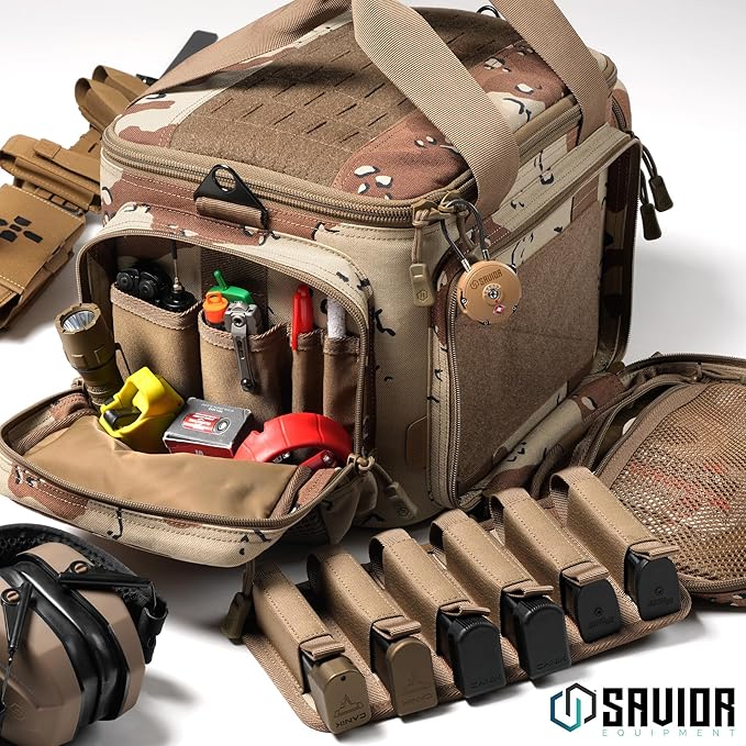 Savior Equipment Specialist Series Tactical Triple Pistol Shooting Range Hunting Duffle Bag Gun Carrying Case, Rigid Compartment Frame, Lockable Zippers
