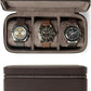 TAWBURY 3 Watch Case Top-Grain Genuine Leather Travel Case Roll for Men - Brown