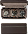 TAWBURY 3 Watch Case Top-Grain Genuine Leather Travel Case Roll for Men - Brown