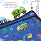 Kids Travel Tray for Car-Car Seat Tray for Kids Travel, Carseat Table Top for Toddler Road Trip Essentials With Drawing Kit, Kids Lap Desk Organizer for Car, Airplane (Dark Blue Car)