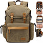 Padwa Lifestyle Khaki Camera Backpack - Professional DSLR & UAV Camera Bag,Anti Theft Canvas Camera Backpack with Rain Cover,Large Capacity Photography Travel Camera Bag with Multi Compartments