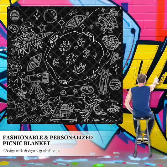Graffiti Picnic Blanket, 79" x 79" Extra Large Outdoor Picnic Mat, Outdoor Blanket, Beach Blanket, Washable Foldable Portable Blanket for Park Grass/Beach/Camping/Concerts