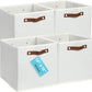 OrganiHaus White 12x12 Fabric Storage Bins - Set of 4, Cube Fabric Organizer Bins with Vegan Handles, Kallax Storage Cubes, Cubbies Organizer Boxes, 12Inch Cubic Baskets for Shelves