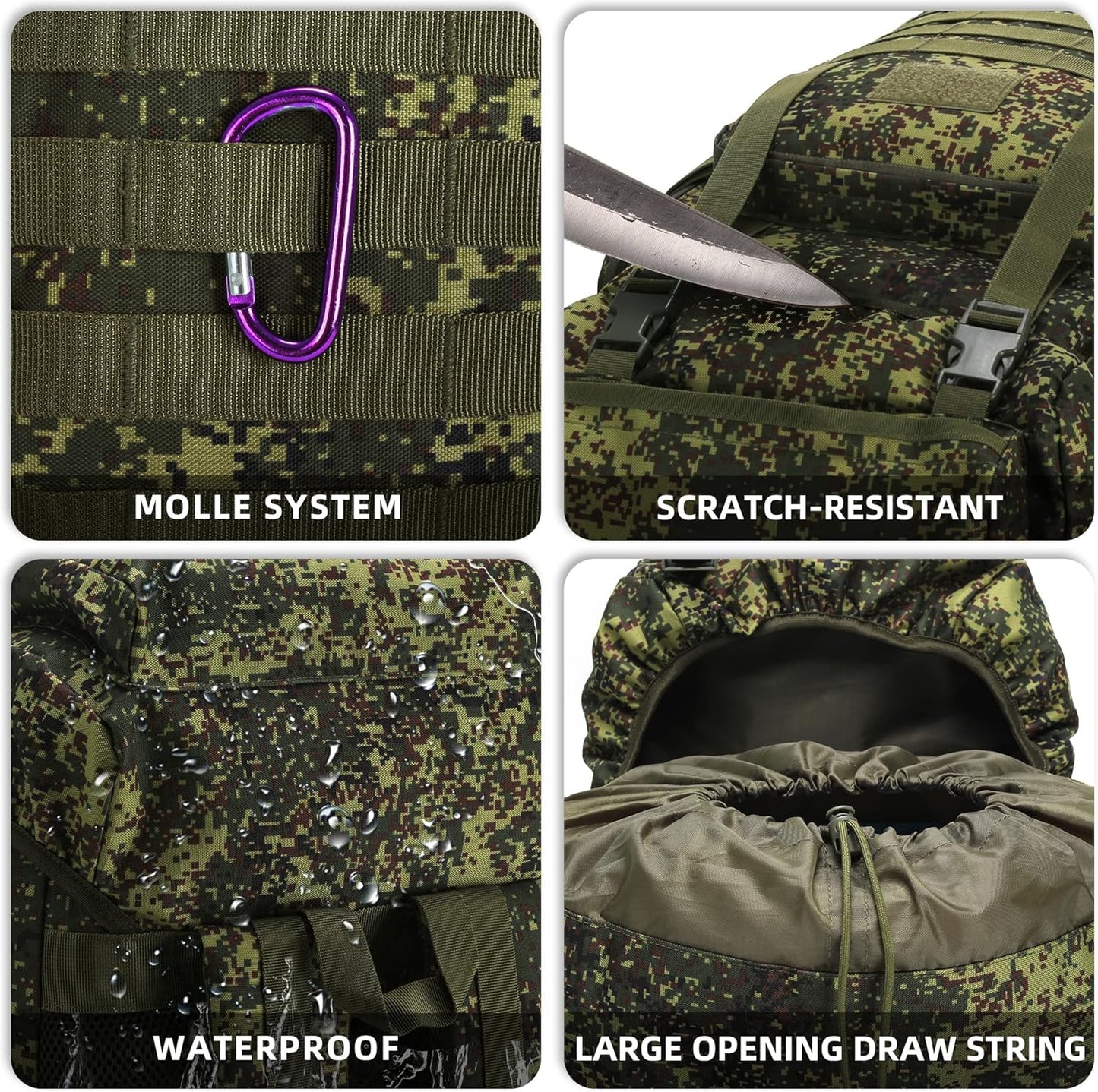 King'sGuard 70L Camping Hiking Backpack Tactical Backpack Military Molle Rucksack Backpack for Outdoor - Roamly