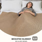 L'AGRATY Knitted Weighted Blanket - 50"x60" 10lbs Cooling Chunky Knit Heavy Blanket for Adults Braided Crochet Throw Thick Cable Yarn Knit Decorative No Beads Evenly Weighted Machine Washable