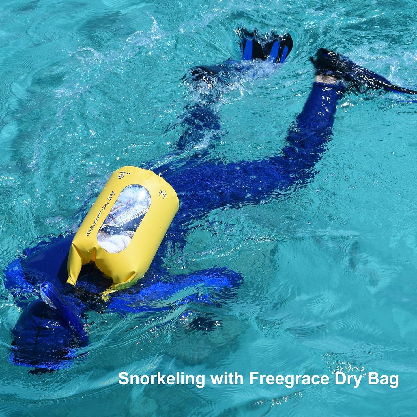 Freegrace Waterproof Dry Bags Set of 3 Dry Bag with 2 Zip Lock Seals & Detachable Shoulder Strap, Waist Pouch & Phone Case - Can Be Submerged Into Water - for Swimming (Green, 10L)