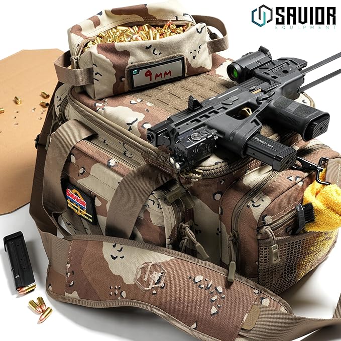 Savior Equipment Specialist Series Tactical Triple Pistol Shooting Range Hunting Duffle Bag Gun Carrying Case, Rigid Compartment Frame, Lockable Zippers
