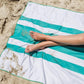 Emerald Microfiber Beach Towel by Laguna Beach Textile Co - Sand Free, Light Weight Striped Pool Towel - Perfect for Yoga, Gym, Beach, Pool - Extra Large, 35" x 75" - Aqua Blue
