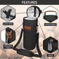 opux Wine Bag Single Bottle Carrier Tote, Insulated Wine Cooler Bag for Travel Picnic Beach with Shoulder Strap, Thermal One Bottle Holder Carrying Case Wine Gift for Women Men, Black