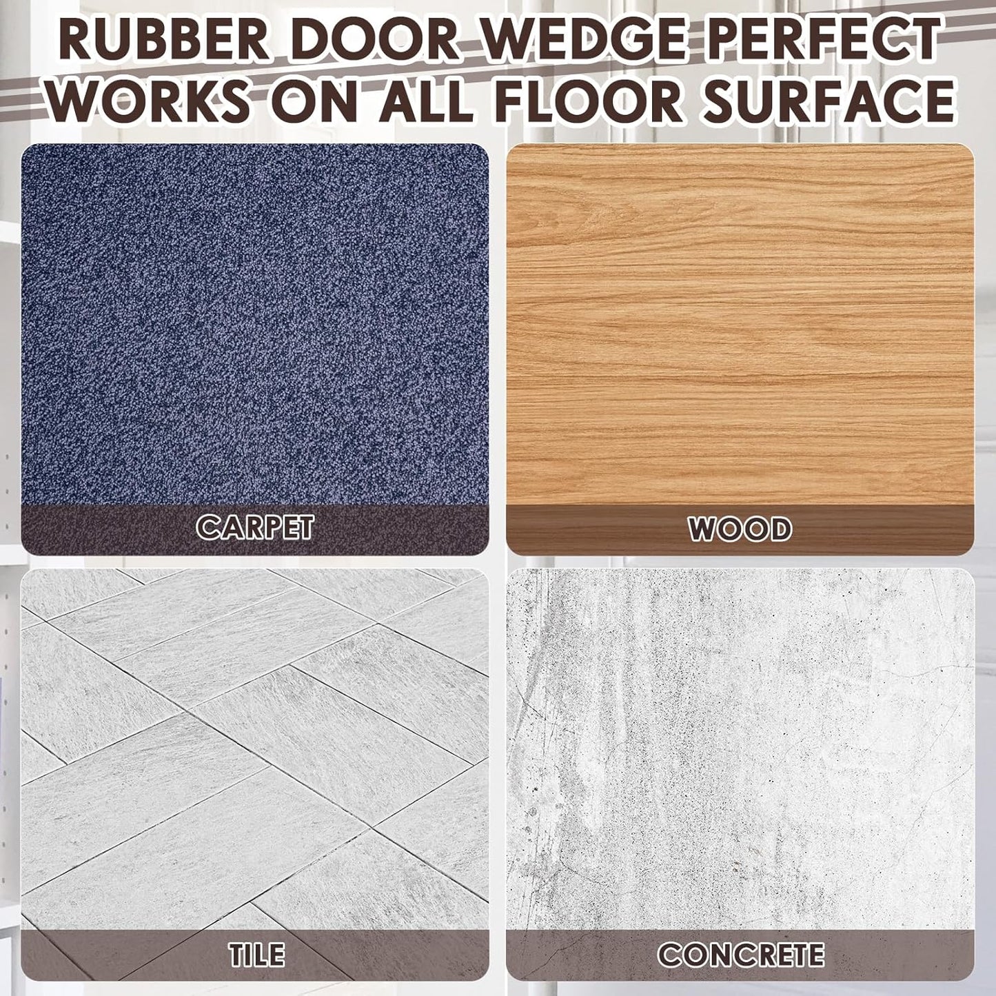 Frienda 4 Pcs Jumbo Door Stoppers Heavy Duty Door Stopper Tall up to 2inch Tall Wedge TPR Large Wedge Stackable Big Rubber Doorstop for Hotel Carpet Hardwood Concrete and Tile (Coffee)