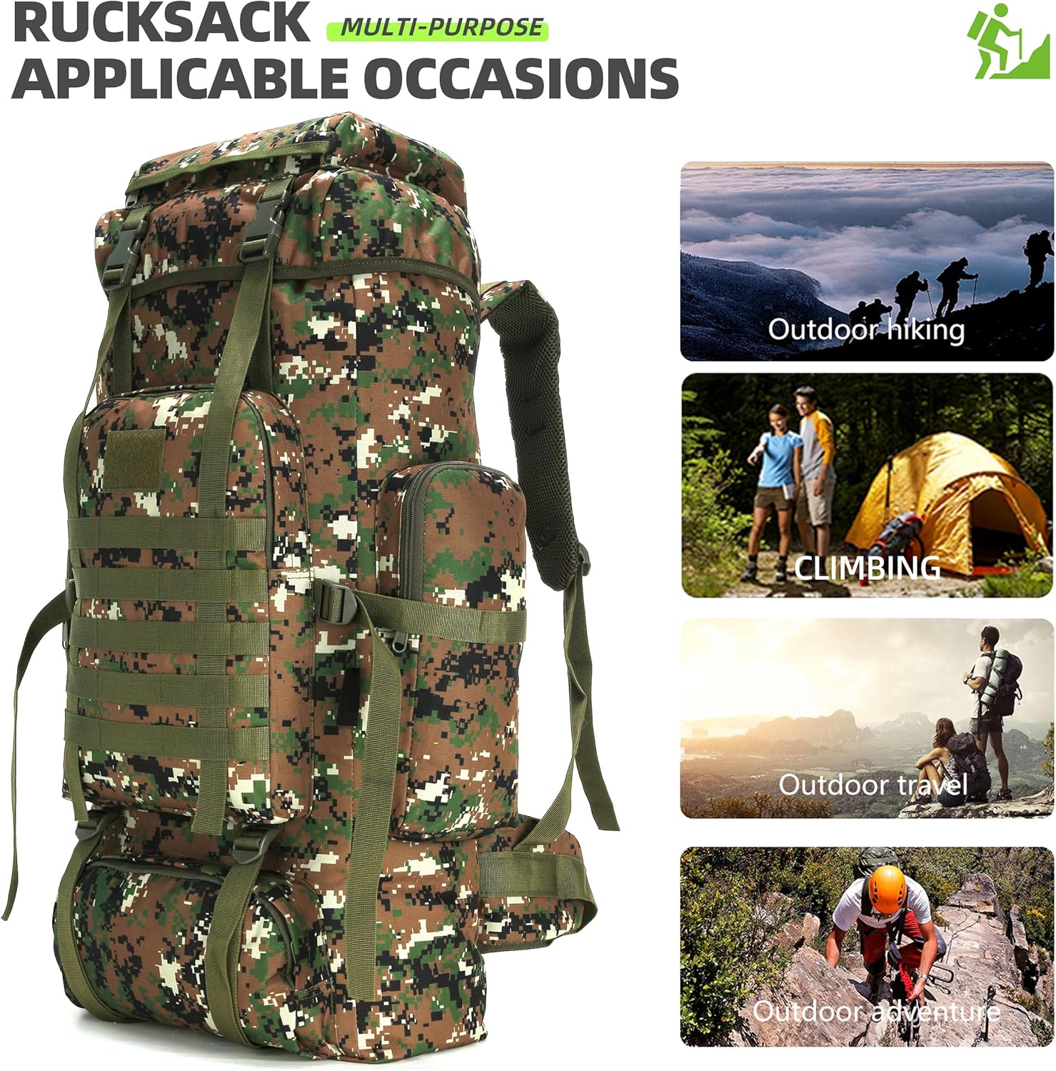 King'sGuard 70L Camping Hiking Backpack Tactical Backpack Military Molle Rucksack Backpack for Outdoor - Roamly
