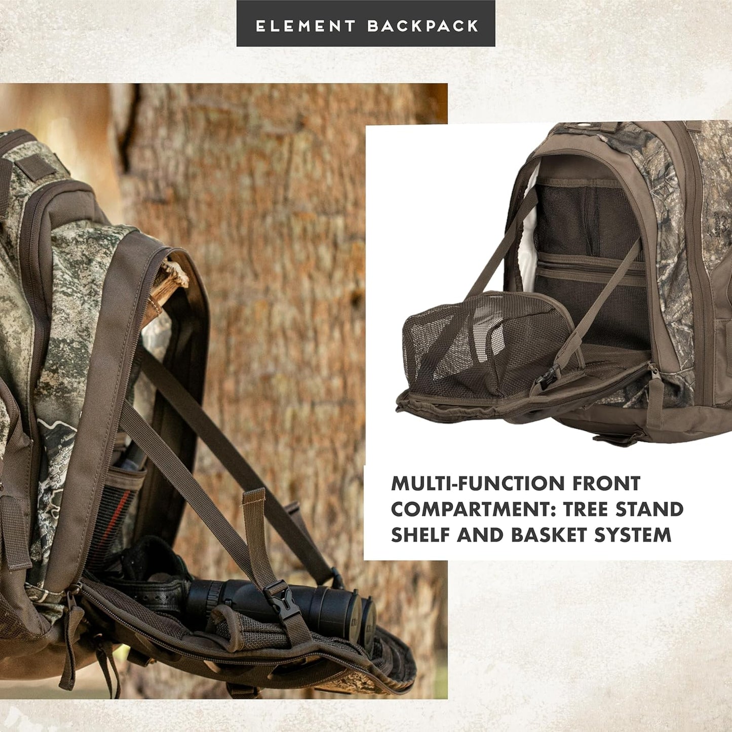 Insights Hunting by frogg toggs - The Element, Heavy Duty 1,831 Cubic Inch Hiking Fishing Camping Hunting Backpack, Realtree Timber - Roamly