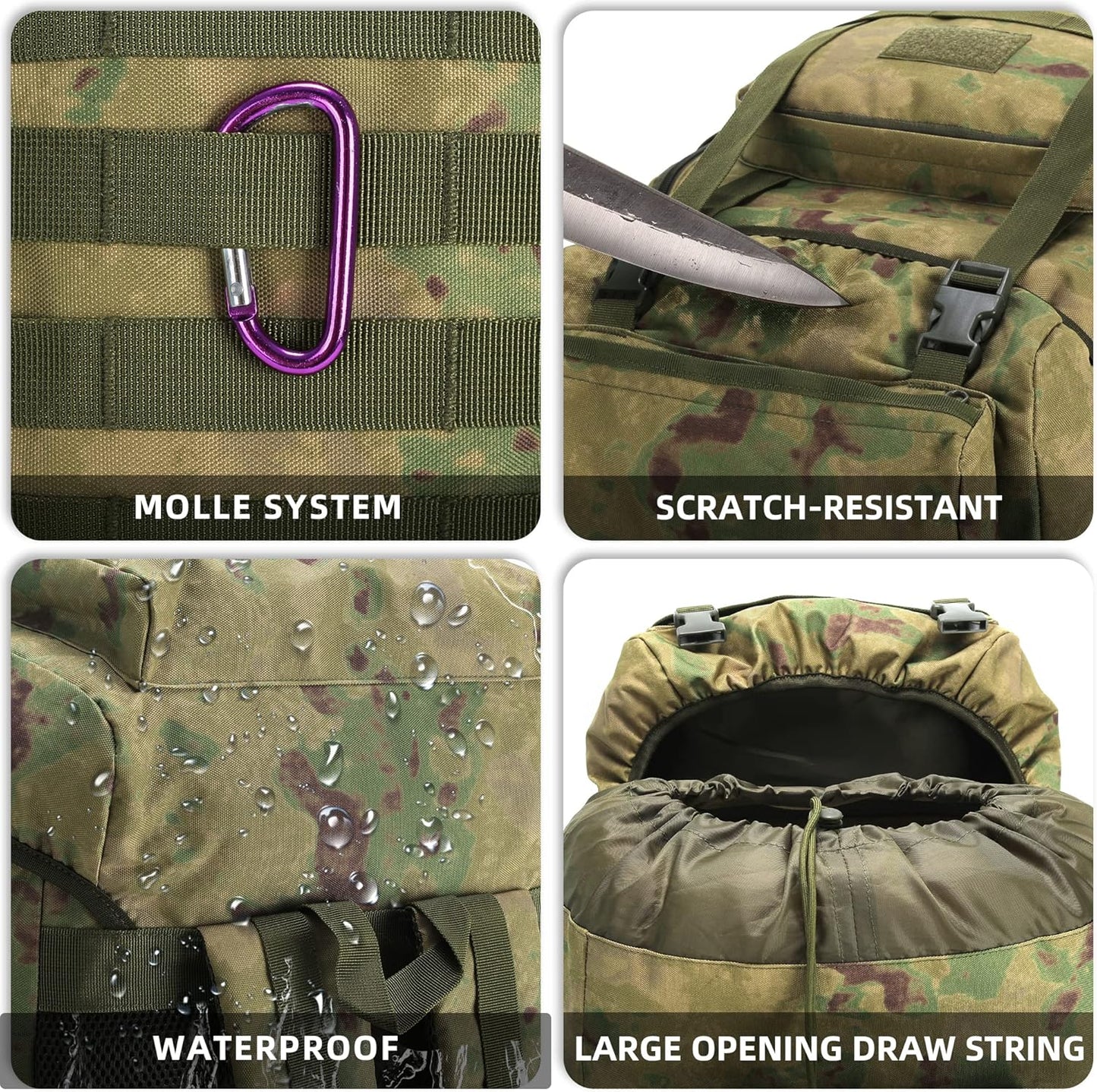 King'sGuard 70L Camping Hiking Backpack Tactical Backpack Military Molle Rucksack Backpack for Outdoor - Roamly