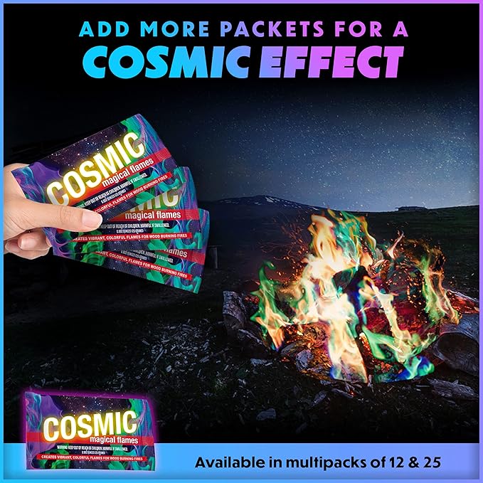 Magical Flames Fire Color Packets (12 Pack), Vibrant Multi-Color Fire for Fire Pits, Campfires, Bonfires & Fireplaces - Camping Essentials & Outdoor Party Accessories